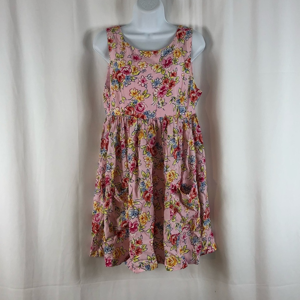 Floral empire waist sleeveless minidress dress pockets S